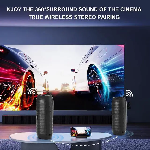 Alt view image 6 of 7 - Bluetooth Speakers, Portable Bluetooth Speaker Wireless with 20W Loud Stereo Sound, TWS Pairing for Outdoor, IPX6 Waterproof Shower Speakers, 36H Playtime, Built-in Mic Radio Mode RGB Lights Speakers