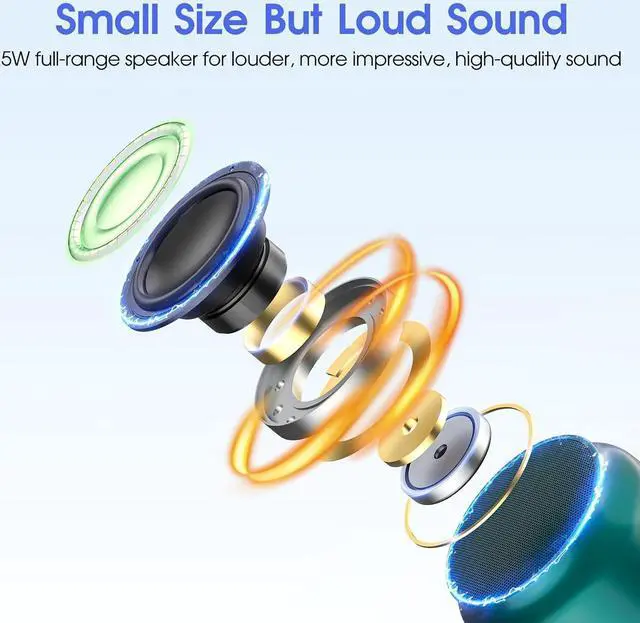Alt view image 2 of 6 - LFS Portable Bluetooth Speaker,Small Bluetooth Speake,Ultra Long Play 15 Hours,TWS Pairing,Suitable for Home,Pool,Beach,Boating, Hiking, Camping for Waterproof Outdoor Mini Speaker-Green