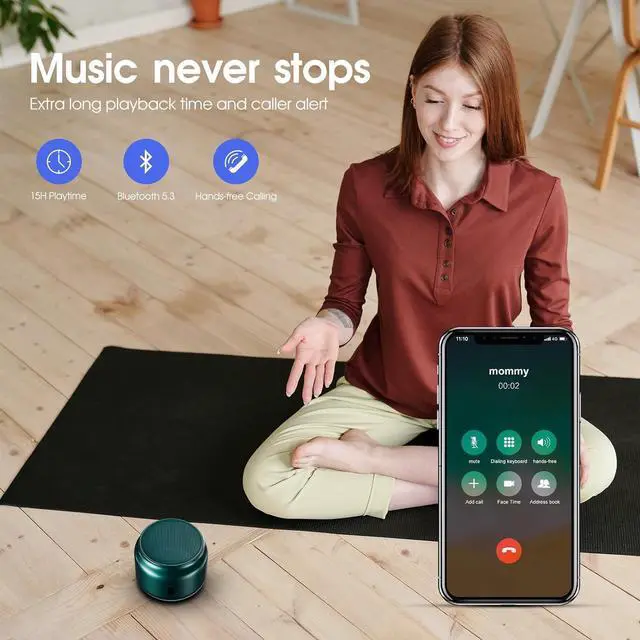 Alt view image 5 of 6 - LFS Portable Bluetooth Speaker,Small Bluetooth Speake,Ultra Long Play 15 Hours,TWS Pairing,Suitable for Home,Pool,Beach,Boating, Hiking, Camping for Waterproof Outdoor Mini Speaker-Green