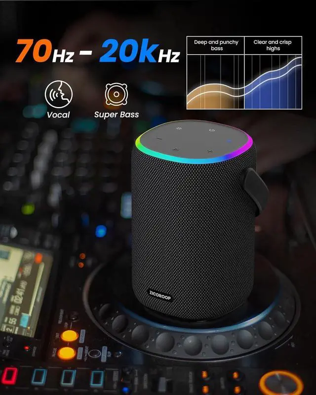 Alt view image 2 of 6 - Bluetooth Speaker with IPX7 Waterproof, 50W Portable Outdoor Speakers with Handle, Bluetooth 5.3 True Wirelss Stereo Sound, Deep Bass, 15H Playtime with Light for Home Backyard Beach(Black)