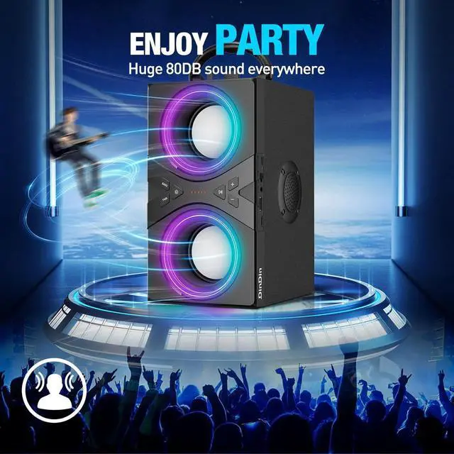 Alt view image 5 of 7 - DINDIN Bluetooth Speakers, 40W(Peak) Wireless Party Speaker with TWS, Beat-Driven Lights, 80dB Loud Stereo Sound & Rich Bass, Portable Speakers with Subwoofer for Party, Outdoor, Camping, Travel