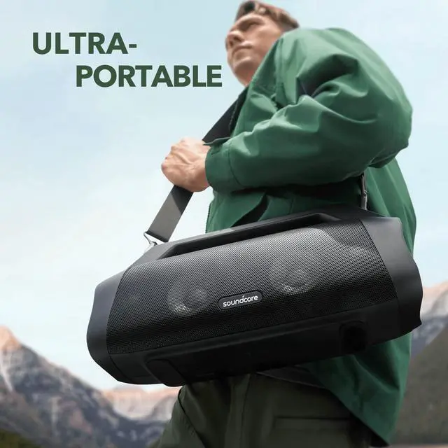 Alt view image 2 of 7 - Soundcore Motion Boom Plus IP67 Portable Speaker, 80W Stereo Sound, Custom EQ & BassUp, Built-in Power Bank, Waterproof Bluetooth Speaker for Camping, Beach, and Backyard