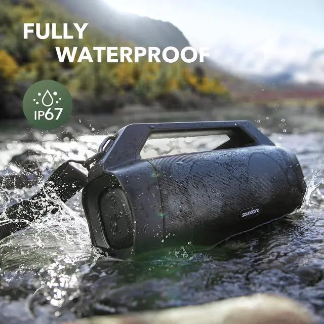 Alt view image 4 of 7 - Soundcore Motion Boom Plus IP67 Portable Speaker, 80W Stereo Sound, Custom EQ & BassUp, Built-in Power Bank, Waterproof Bluetooth Speaker for Camping, Beach, and Backyard