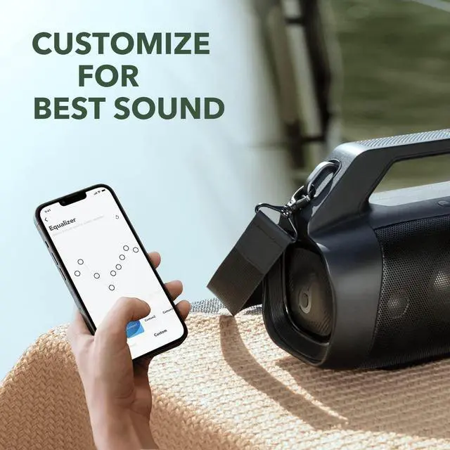 Alt view image 6 of 7 - Soundcore Motion Boom Plus IP67 Portable Speaker, 80W Stereo Sound, Custom EQ & BassUp, Built-in Power Bank, Waterproof Bluetooth Speaker for Camping, Beach, and Backyard