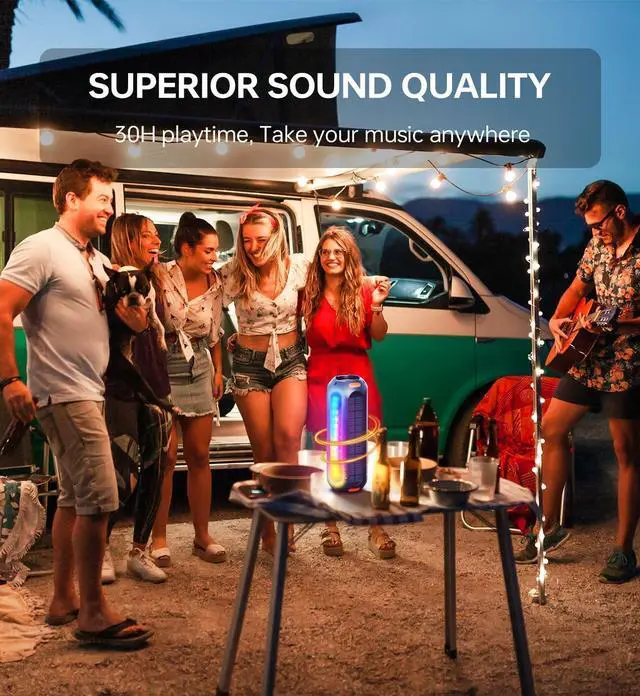 Alt view image 3 of 7 - Magnetic Bluetooth Speaker, Golf Speaker with Solar Charging 30H Playtime, 7 Colorful Flashing Lights Outdoor Waterproof Portable Wireless, for Golf Cart Gifts Hiking Camping