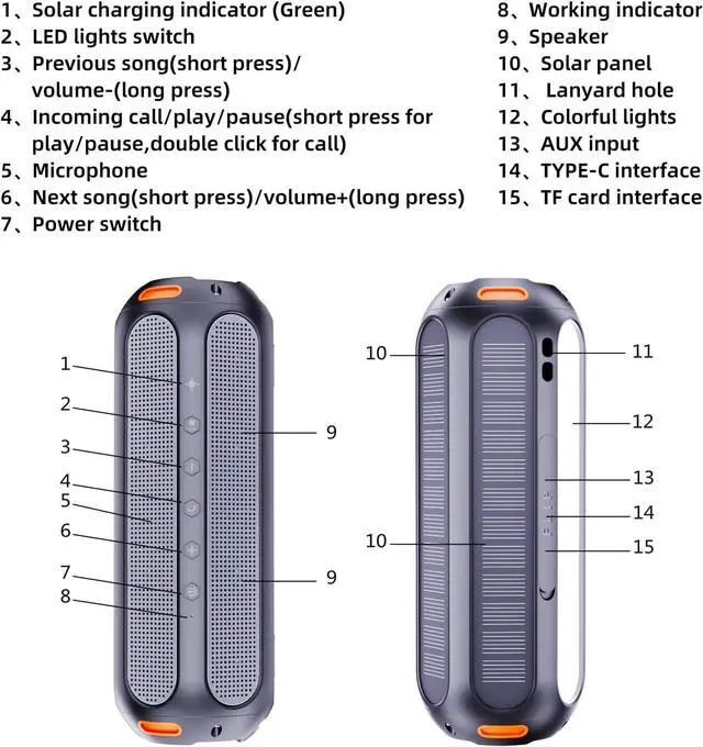 Alt view image 7 of 7 - Magnetic Bluetooth Speaker, Golf Speaker with Solar Charging 30H Playtime, 7 Colorful Flashing Lights Outdoor Waterproof Portable Wireless, for Golf Cart Gifts Hiking Camping