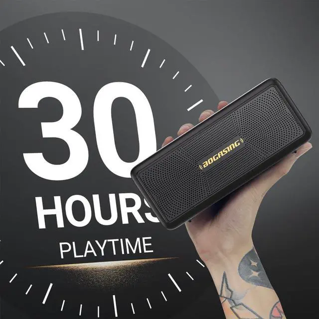 Alt view image 4 of 7 - BOGASING Bluetooth Speakers, M5 Portable Wireless Speaker with 40W Loud Stereo Sound & Punchy Bass, 30H Playtime, IPX7 Waterproof, Bluetooth 5.3, EQ, TWS, TF-Card, AUX, USB, for Outdoor Home (Black)