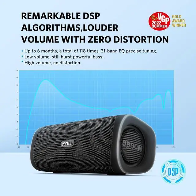 Alt view image 2 of 6 - EarFun Bluetooth Speaker, UBOOM L Portable Wireless Speaker 28W Loud Stereo Sound, Rich Bass, IP67 Waterproof & Dustproof, Dual Pairing, Built-in Mic, Low Latency for Party, Indoor & Outdoor