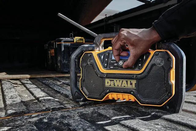 Alt view image 7 of 7 - DEWALT 12V/20V MAX Portable Bluetooth Radio, Cordless, 100 ft Range, 3.5 Subwoofers, Jobsite (DCR028B)
