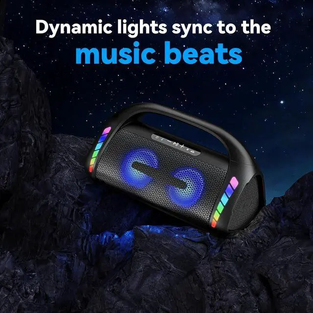 Alt view image 5 of 7 - LFS Bluetooth Speaker,100W Loud Speakers Bluetooth Wireless with Deep Bass, Portable Bluetooth Speakers Wireless with Power Bank, LED Lights,Waterproof, 30hours Playtime for Outdoor Home