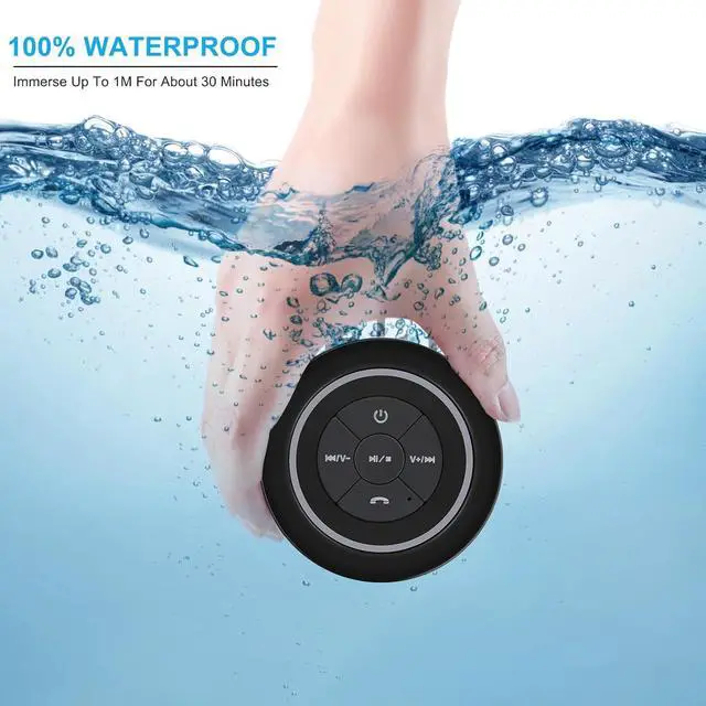 Alt view image 3 of 7 - Waterproof Shower Speaker, Portable Bluetooth Speaker with Suction Cup, IPX7 Waterproof Wireless Speaker Teen Boys Gift Ideas for Shower Bathroom, Pool, Travel, Beach