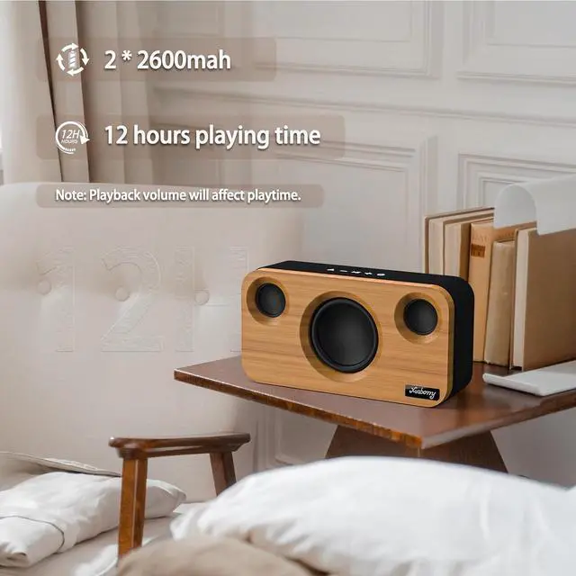 Alt view image 3 of 6 - Bluetooth Speaker with Deep Bass, 40W(Peak) Wireless Portable Speaker with TWS, AUX, TF Card, Stereo Sound Wood Home Audio Sync up to 100 Bluetooth 5.3 Speakers For Home Party, Outdoor Camping
