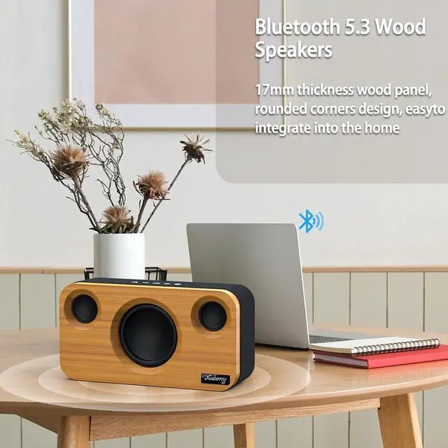 Alt view image 4 of 6 - Bluetooth Speaker with Deep Bass, 40W(Peak) Wireless Portable Speaker with TWS, AUX, TF Card, Stereo Sound Wood Home Audio Sync up to 100 Bluetooth 5.3 Speakers For Home Party, Outdoor Camping