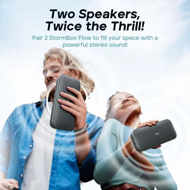 Alt view image 4 of 7 - Tribit StormBox Flow Bluetooth Speaker, Portable Speaker with XBass, 30H Playtime Wireless Speaker, IP67 Waterproof, Bluetooth 5.3, TWS, Custom EQ, Type-C Speaker for Outdoor Travel Beach