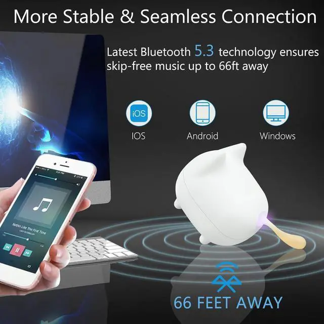 Alt view image 5 of 7 - gingo Kitty Speaker Bluetooth Portable Mini Wireless Speaker with Clarity Stereo, Built-in Mic, Super Bass, Powerful Rich Room-Filling Sound, Cute Pet Subwoofer in White