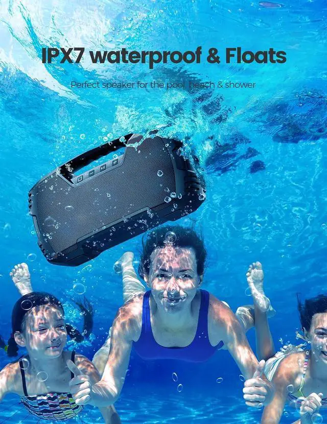Alt view image 3 of 6 - Portable Wireless Bluetooth Speaker, 40W (60W Peak) Loud Sound IPX7 Waterproof Speakers, 32H Playtime, Outdoor Speaker, Rich Bass, BT 5.0, TWS Pairing, Built-in Mic, for Party, Pool, Beach, Gifts