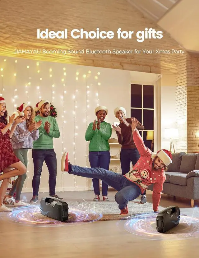 Alt view image 5 of 6 - Portable Wireless Bluetooth Speaker, 40W (60W Peak) Loud Sound IPX7 Waterproof Speakers, 32H Playtime, Outdoor Speaker, Rich Bass, BT 5.0, TWS Pairing, Built-in Mic, for Party, Pool, Beach, Gifts