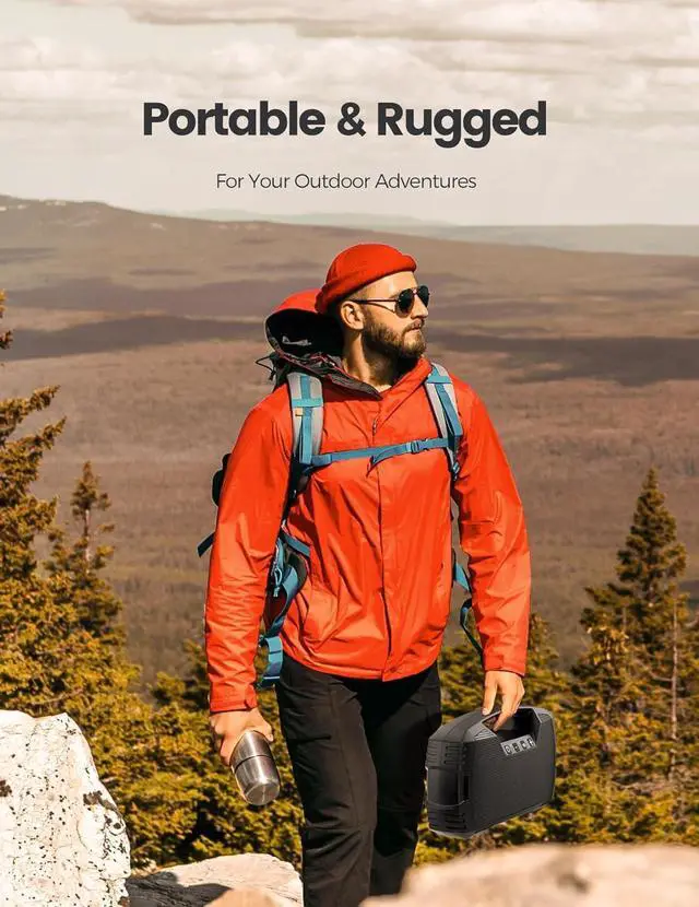 Alt view image 6 of 6 - Portable Wireless Bluetooth Speaker, 40W (60W Peak) Loud Sound IPX7 Waterproof Speakers, 32H Playtime, Outdoor Speaker, Rich Bass, BT 5.0, TWS Pairing, Built-in Mic, for Party, Pool, Beach, Gifts