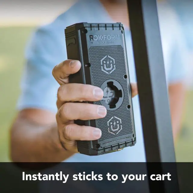 Alt view image 7 of 7 - Rokform G-ROK Wireless Golf Speaker, Portable Magnetic, IPX7 Waterproof, Shockproof & Dustproof, Loud & Clear Sound, 24 Hour Battery, Rugged Outdoor Golf Cart Speaker (Black) ASIN