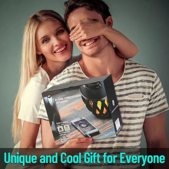 Alt view image 3 of 7 - 2 Pack Outdoor Bluetooth Speakers Waterproof Wireless, Birthday Gifts for Men Dad, LED Flame Ambient Light, Camping Patio Accessories, Unique Gifts for Him Husband Boyfriend Dad Gifts