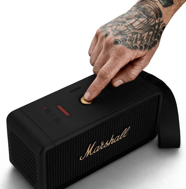 Alt view image 7 of 7 - Marshall Middleton Portable Bluetooth Speaker, Black and Brass