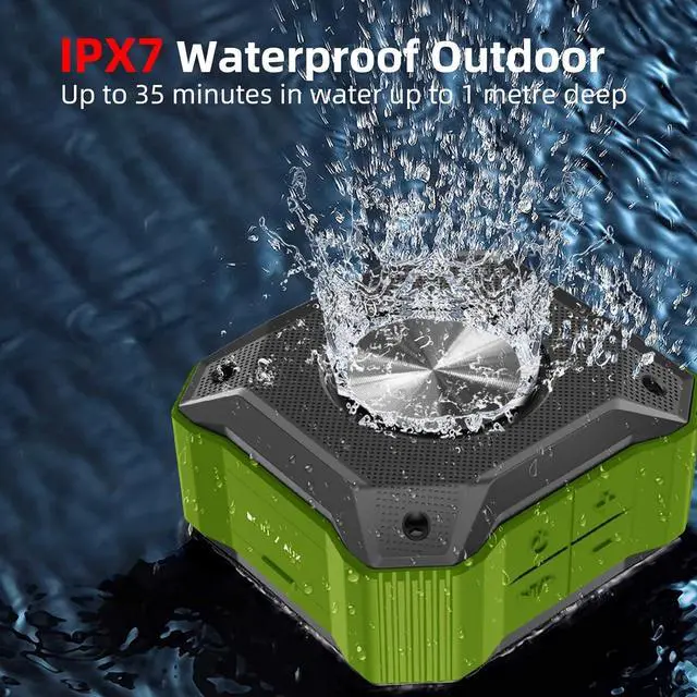 Alt view image 3 of 7 - Portable Small Waterproof Bluetooth Speaker IPX7,Wireless Shower Speaker,TWS Stereo Pairing Loud Sound,5W,12 Hours Playtime,AUX,TF,Built-in Mic,Clip Speaker Outdoor Travel Beach Hiking Bike