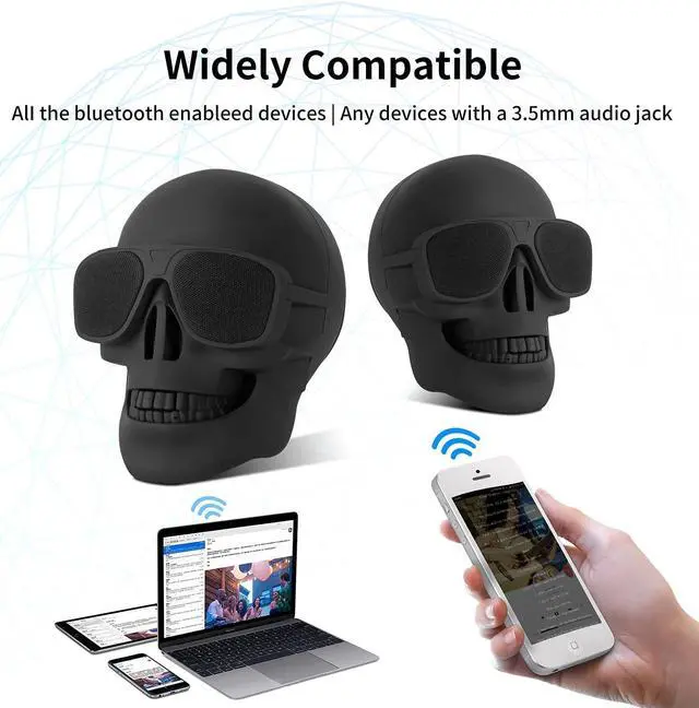 Alt view image 5 of 7 - Skull Speaker Wireless Portable Bluetooth Speakers 8W Output Bass Stereo for Desktop PC/Laptop/Mobile Phone/MP3/MP4 Player