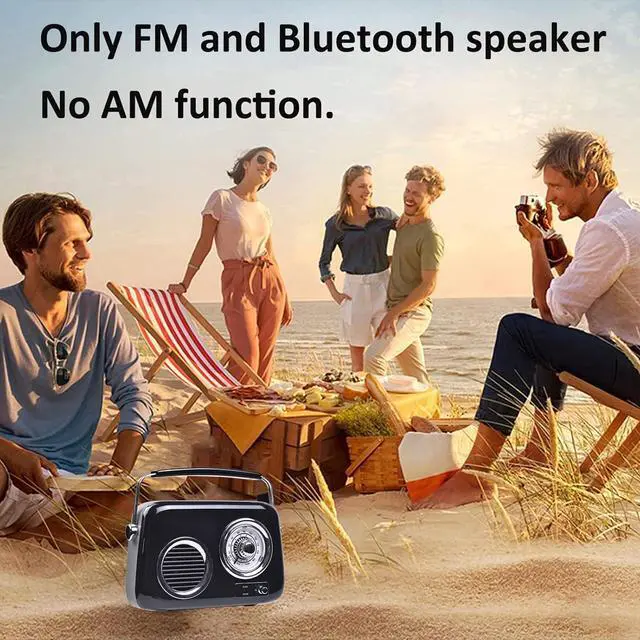 Alt view image 5 of 7 - Portable FM Shortwave Radio,Vintage Bluetooth Speaker with Radio FM.Retro Bluetooth Speaker with 1500mAh Large Capacity Battery,Enhanced Bass,Support AUX TF Card USB Disk MP3 Player (Black)