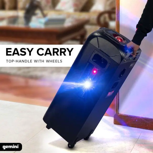 Alt view image 6 of 7 - GPLT-360 Portable 1000 Watt Wireless Self Battery Powered Loud Bluetooth Party Tower Speaker Box with 360° of Sound and 360° of Beat Synced Light