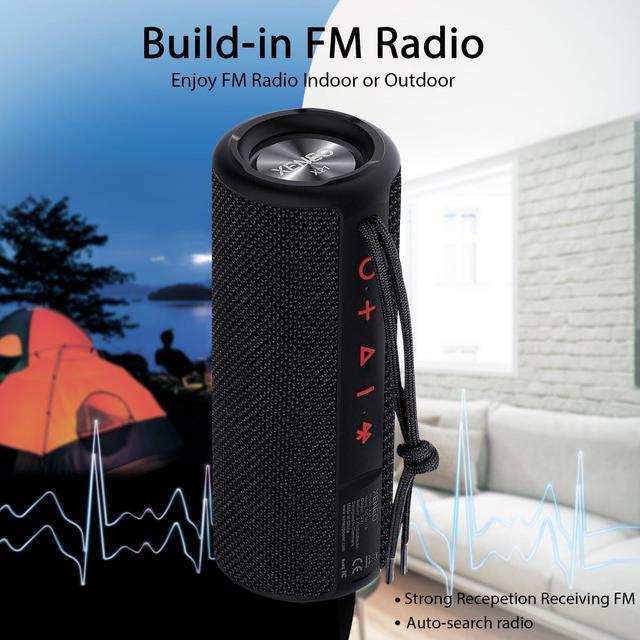 Alt view image 3 of 6 - X21 Dual Portable Bluetooth Speakers Waterproof Outdoor Wireless Stereo Pairing with FM Radio, Micro SD Card, IPX6, Aux Jack 30W for Home, Office, Party and Travel (Pack 2 Black)