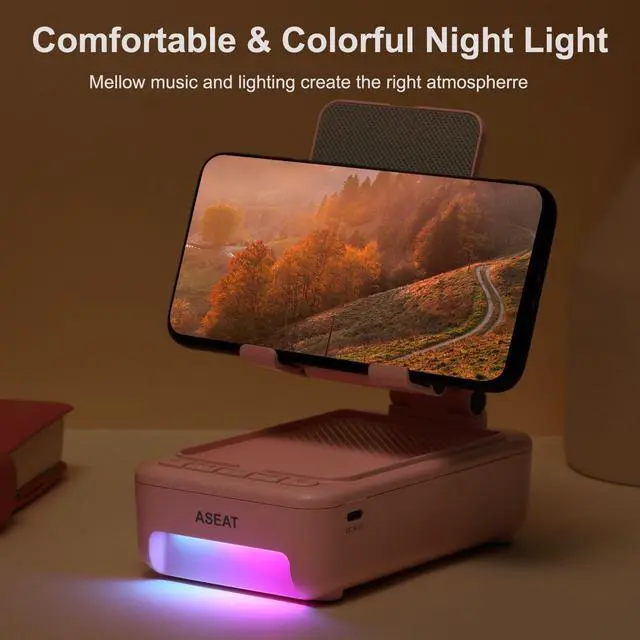 Alt view image 3 of 7 - Gifts for Men Him, Cell Phone Stand with Bluetooth Speaker&Led Color Changing Light, Unique Gifts for Women Dad Her Husband, Birthday Gifts for Men