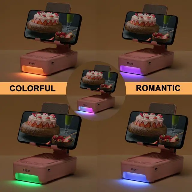 Alt view image 5 of 7 - Gifts for Men Him, Cell Phone Stand with Bluetooth Speaker&Led Color Changing Light, Unique Gifts for Women Dad Her Husband, Birthday Gifts for Men