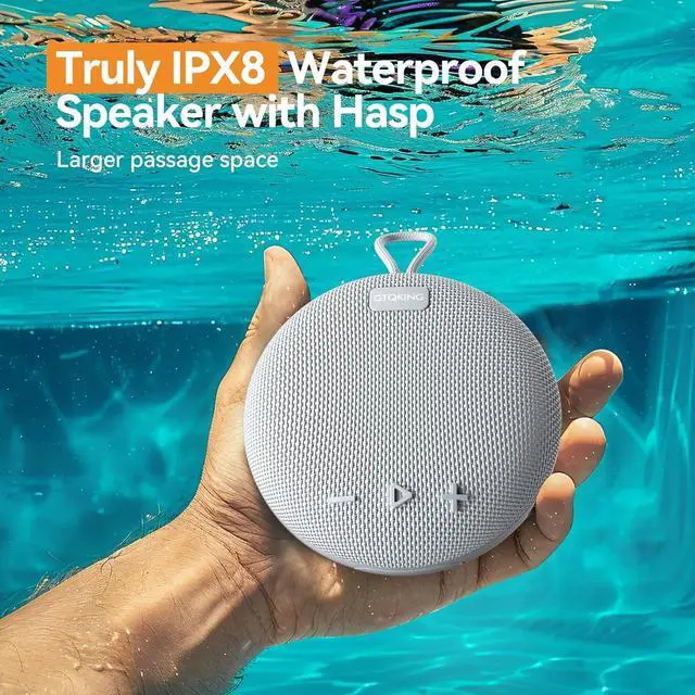 Alt view image 2 of 7 - Wireless Shower Speaker IPX8 Waterproof Bluetooth Speaker, Small Outdoor Portable Speaker, Gray