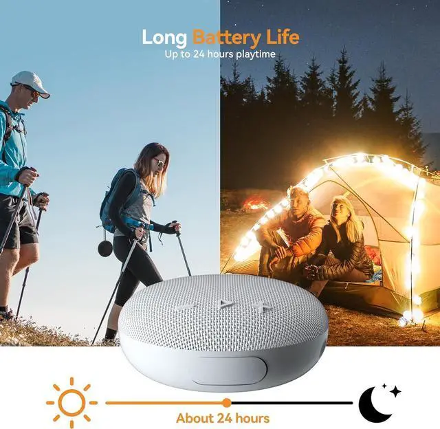 Alt view image 4 of 7 - Wireless Shower Speaker IPX8 Waterproof Bluetooth Speaker, Small Outdoor Portable Speaker, Gray