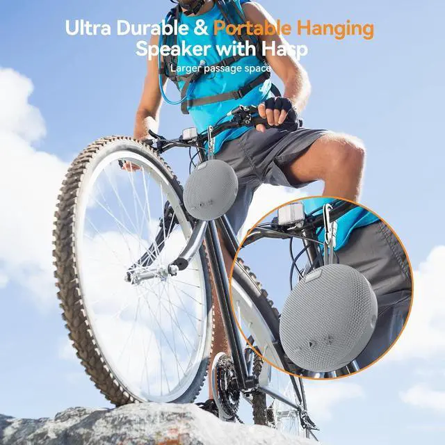 Alt view image 5 of 7 - Wireless Shower Speaker IPX8 Waterproof Bluetooth Speaker, Small Outdoor Portable Speaker, Gray