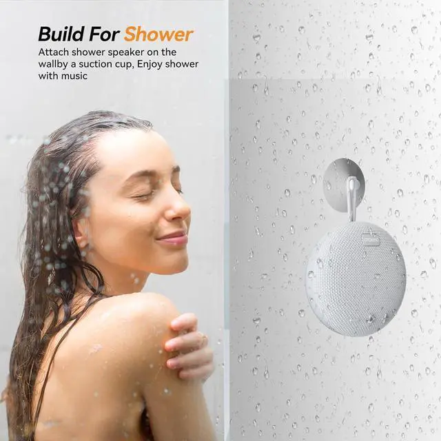 Alt view image 6 of 7 - Wireless Shower Speaker IPX8 Waterproof Bluetooth Speaker, Small Outdoor Portable Speaker, Gray