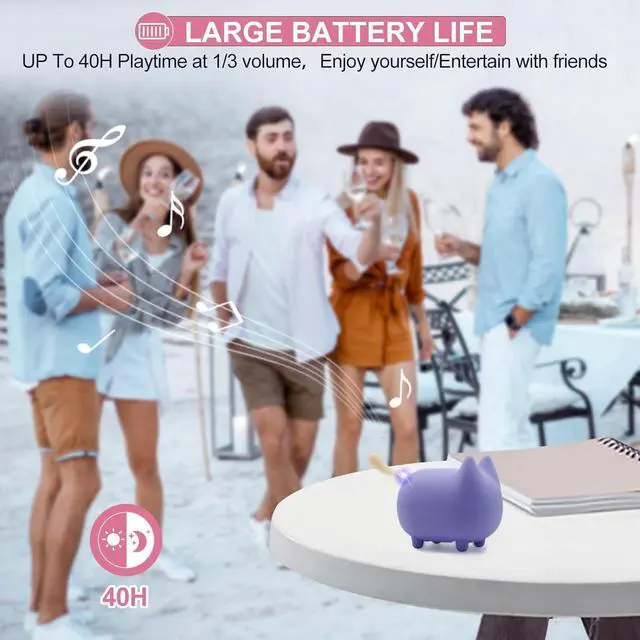 Alt view image 6 of 7 - Small Bluetooth Speaker, Cute Cat Mini Wireless Speakers with Loud Stereo Sound, Built-in Mic, Super Bass, Dual Pairing, Portable Speaker for Teen Girl Birthday Gift Ideas (Purple)