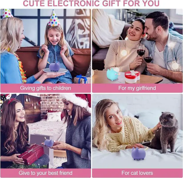 Alt view image 7 of 7 - Small Bluetooth Speaker, Cute Cat Mini Wireless Speakers with Loud Stereo Sound, Built-in Mic, Super Bass, Dual Pairing, Portable Speaker for Teen Girl Birthday Gift Ideas (Purple)