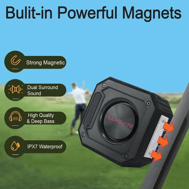 Alt view image 4 of 7 - 2-Pack Golf Cart Bluetooth Speaker | 30W Loud Stereo | Magnetic Mount | IPX7 Waterproof | Rugged & Shockproof (X1)