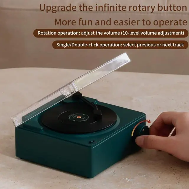 Alt view image 4 of 7 - Vintage Vinyl Record Player Style Bluetooth Speaker Phonograph Style Retro Bluetooth Speaker White Cute Look Gift for Girls Good Bass Enhancement Loud Volume