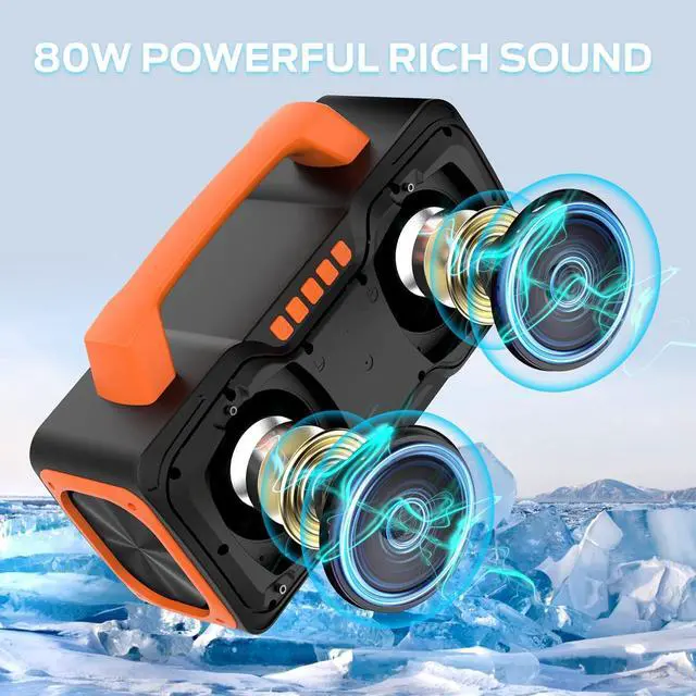 Alt view image 3 of 7 - BUGANI Bluetooth Speaker - 80W Portable Wireless Speaker IPX7 Waterproof, 24H Playtime, Mic & AUX USB, Perfect for Parties & Pool