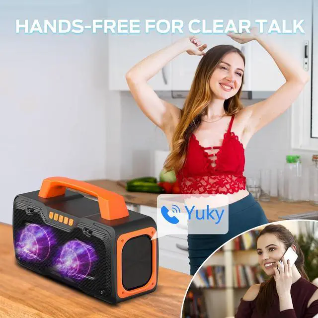 Alt view image 6 of 7 - BUGANI Bluetooth Speaker - 80W Portable Wireless Speaker IPX7 Waterproof, 24H Playtime, Mic & AUX USB, Perfect for Parties & Pool
