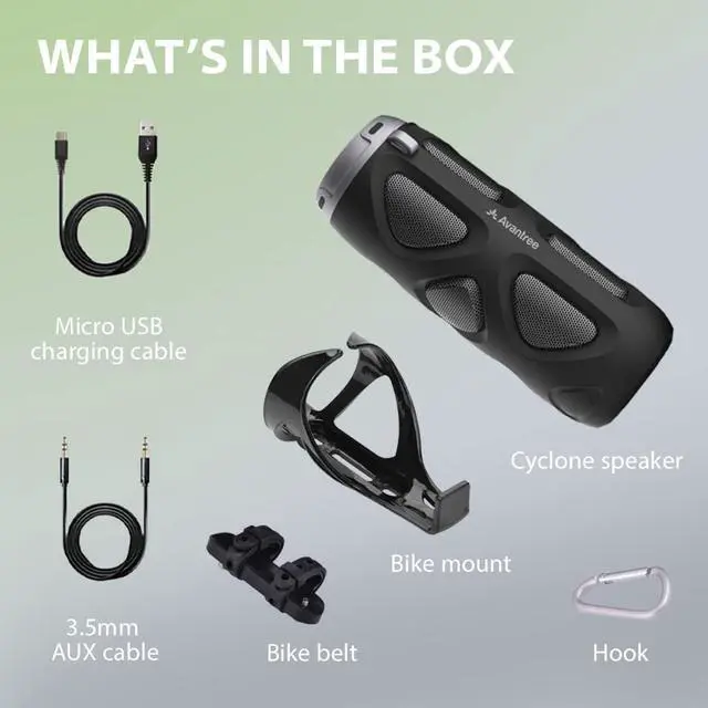 Alt view image 6 of 6 - Avantree Cyclone - Portable Bluetooth Bike Speaker with Bicycle Mount, SD Card Slot, 10W Bass-Enhanced Audio, and Splashproof/Shockproof/Dustproof Build, Perfect for Bikes & Scooters