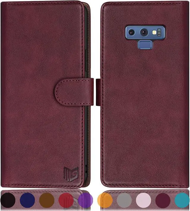 Main image of SUANPOT for Samsung Galaxy Note 9 6.4" with RFID Blocking Leather Wallet case Credit Card Holder, Flip Folio Book Phone case Cover Purse Poket for Women Men for Samsung Note 9 case Wallet Wine Red