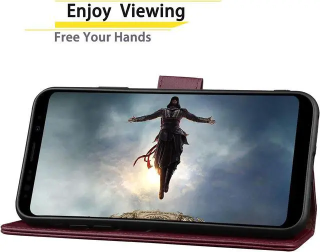 Alt view image 6 of 6 - SUANPOT for Samsung Galaxy Note 9 6.4" with RFID Blocking Leather Wallet case Credit Card Holder, Flip Folio Book Phone case Cover Purse Poket for Women Men for Samsung Note 9 case Wallet Wine Red