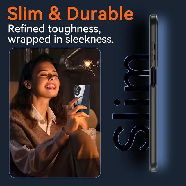 Alt view image 7 of 7 - Magnetic Case for Samsung Galaxy A15, Samsung A15 5G Case with Screen Protector, [Military-Grade Drop Protection] Transparent Back Protective Phone Case Shockproof for Samsung A15 (Black)