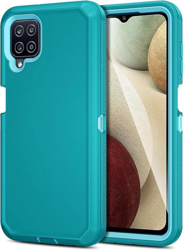 Main image of Jiunai for Samsung Galaxy A12 case, Dual Layer Shockproof Drop Protection Outdoor Sports Tough Hybrid Bumper Rugged Rubber Cover Defend Matte Armor Phone Case for Samsung Galaxy A12 5G 2021 Teal