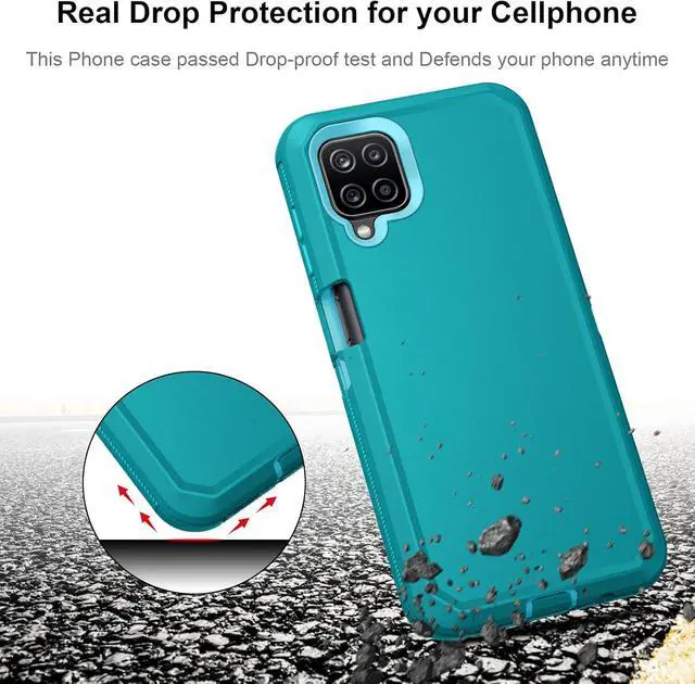 Alt view image 2 of 6 - Jiunai for Samsung Galaxy A12 case, Dual Layer Shockproof Drop Protection Outdoor Sports Tough Hybrid Bumper Rugged Rubber Cover Defend Matte Armor Phone Case for Samsung Galaxy A12 5G 2021 Teal