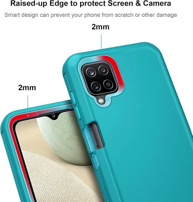 Alt view image 5 of 6 - Jiunai for Samsung Galaxy A12 case, Dual Layer Shockproof Drop Protection Outdoor Sports Tough Hybrid Bumper Rugged Rubber Cover Defend Matte Armor Phone Case for Samsung Galaxy A12 5G 2021 Teal