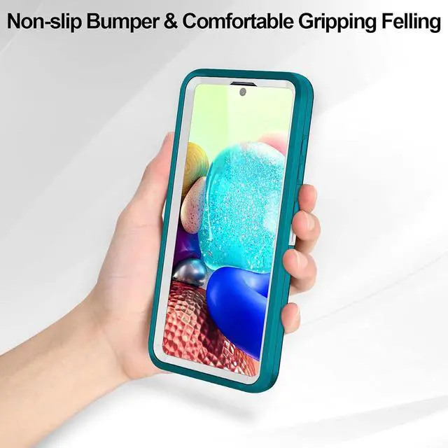 Alt view image 6 of 7 - Jelanry for Samsung A71 5G Case Heavy Duty Protective Shell [Not for A71 5G UW SM-716V] Shockproof Sports Anti-Scratches Cover Non-Slip Bumper Hybrid Phone Case for Samsung Galaxy A71 5G, Mint/White